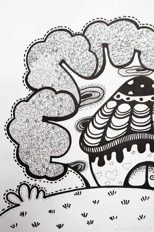 黑白线描装饰画#创意儿童美术超话#黑白线描画#(图源网络)绍兴·上虞