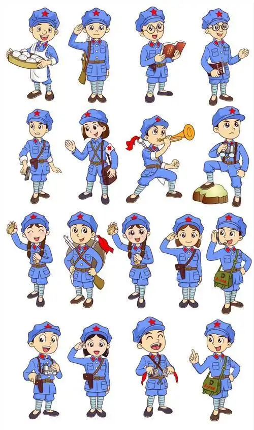 卡通可爱八路军战士图标psd素材免费下载