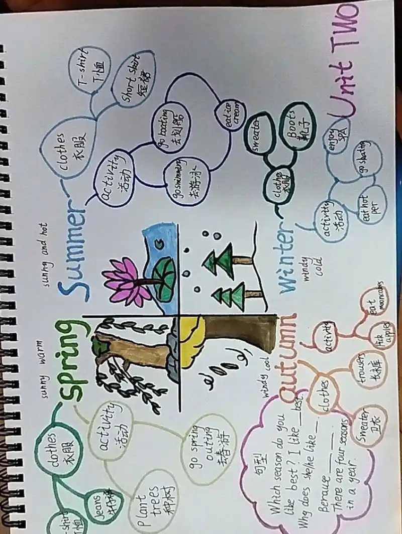 五年级英语下册第二单元思维导图