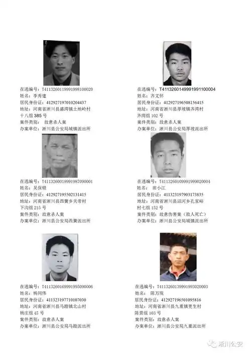 淅川县公安局通缉令