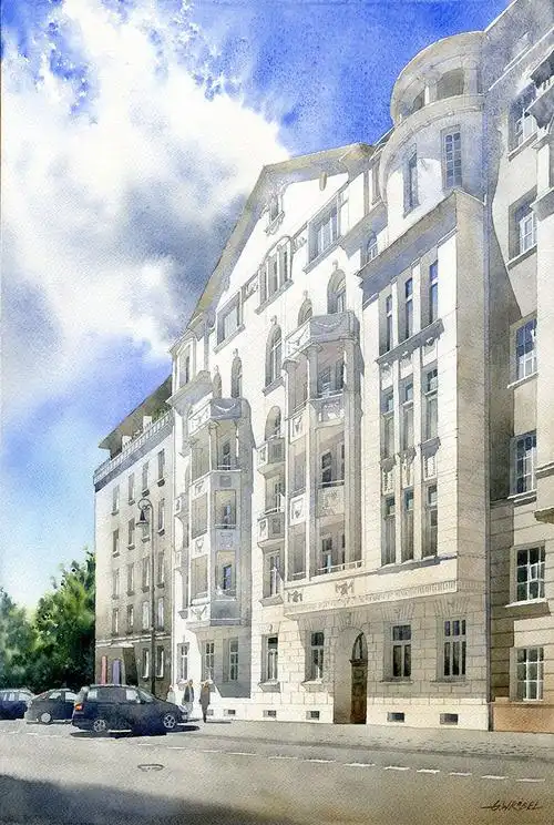 来自画家grzegorz wrobel的建筑水彩画作