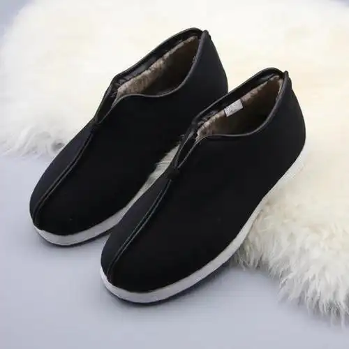 内联升男棉鞋冬季保暖手工千层底贴胶毛绒里骆驼安棉8175g