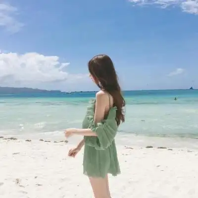 ins风优质海边背影女生头像