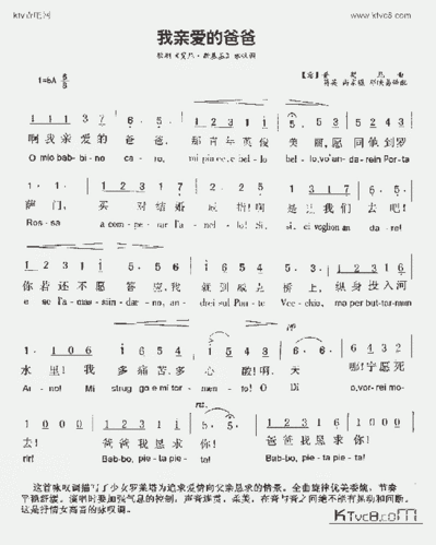 我亲爱的爸爸_歌谱简谱_哆来咪123曲谱网