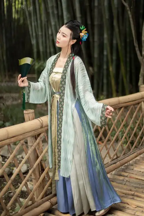 轻汉坊【玉堂春】原创汉服女宋制褙子抹胸一片式褶裙齐腰汉服夏