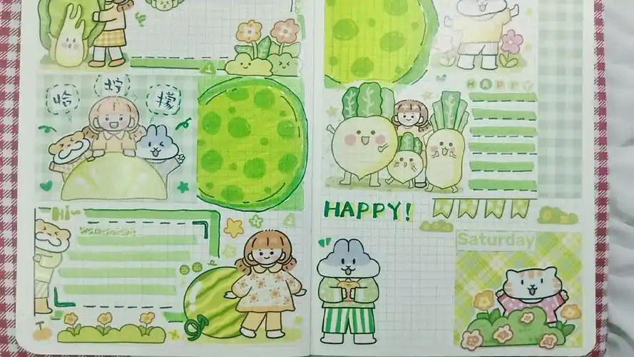 【猫酱的手帐】小雀蝉|a6|绿色系手帐排版|翻车现场