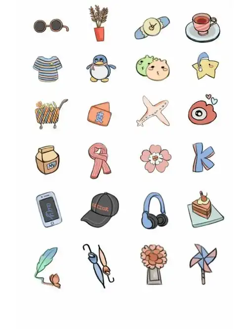 手绘风格小清新图标