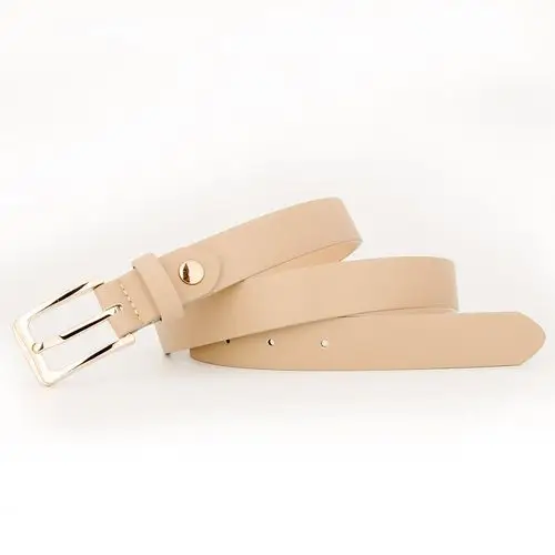 xianguo仙果真皮女士皮带细款真皮腰带针扣zk216014杏色