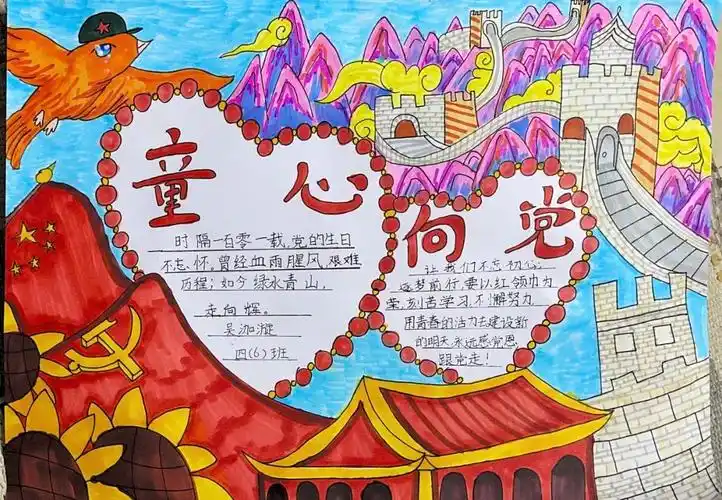 童心向党 庆建党101周年手抄报-图1