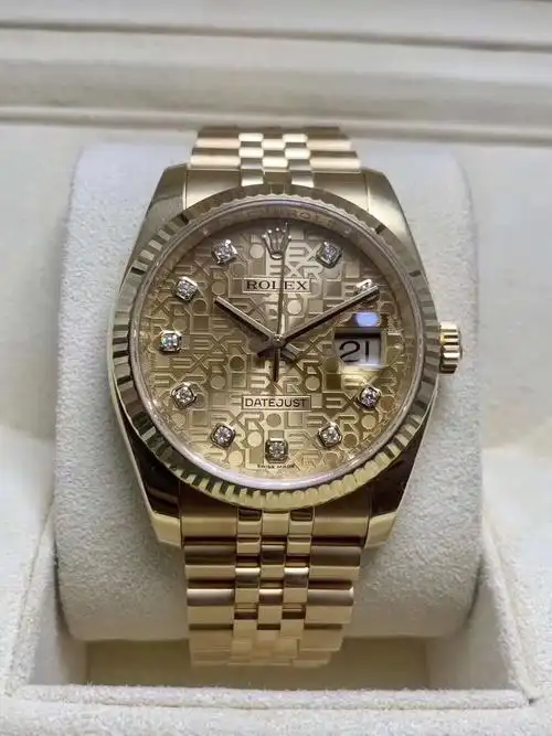 劳力士日志型116238,整表18k黄金材质打造,金色电脑纹盘面