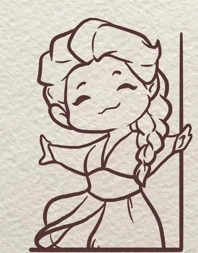 冰雪女王艾莎简笔画教程,敢不敢挑战一下呢 迪士尼动画电影《冰雪奇缘
