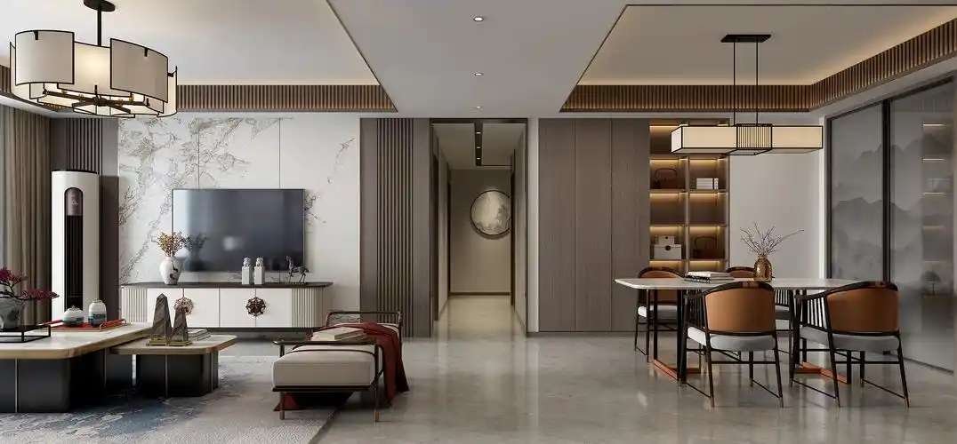 新中式客餐厅-室内设计-拓者设计吧