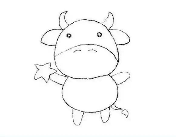 打开画图工具,画牛头牛鼻牛角牛耳牛身牛脚牛尾巴即可1首先在桌面上