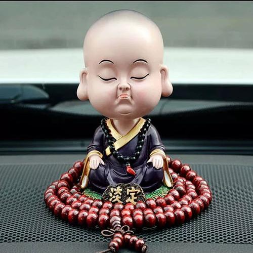 可爱摇头小和尚汽车摆件车载车内中控台淡定表情公仔车上装饰品