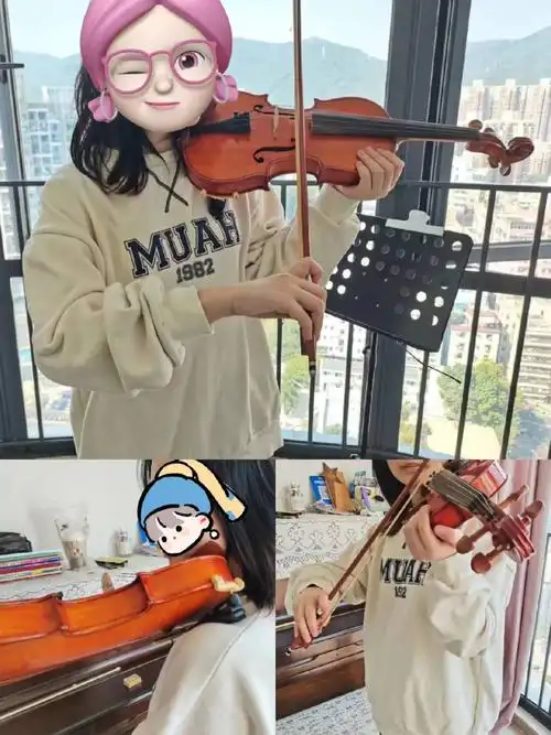 (图为学员零基础练习中)良好的持琴姿势是小提琴演奏成功的基础;手型