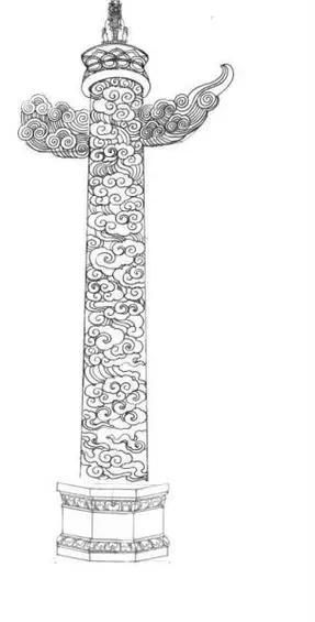 简笔画柱子|华表石狮子龙图腾翅膀天安门柱子国庆节节日元素