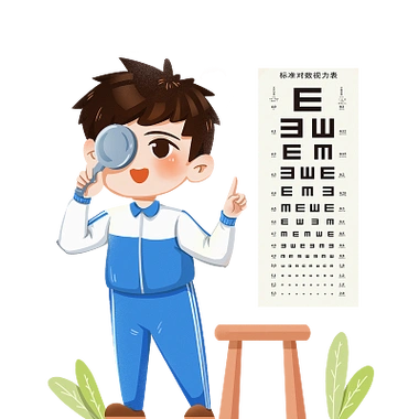 视力测试卡通人物 学校体检 psd素材视力测试元素浅色手绘卡通太