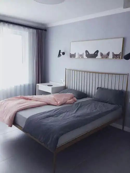 卧室墙面刷灰色漆,简约舒适,有气质