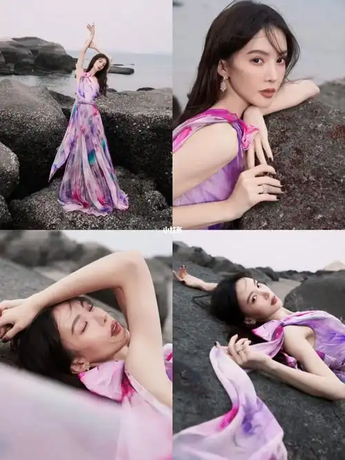 金晨海边礁石大片