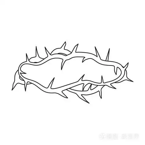 在白色背景上孤立的大纲样式中荆棘图标的王冠.宗教象征股票矢量图