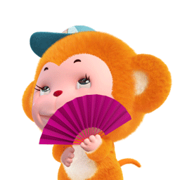 猴子偷笑扇子可爱gif动图_动态图_表情包下载_soogif