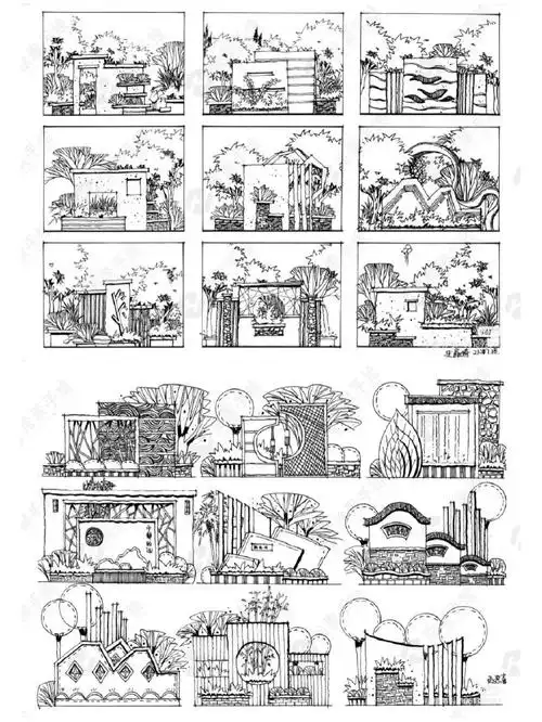 景观立面设计手绘线稿