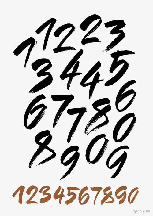 阿拉伯手写数字手写艺术字圣诞节手写字体手写立夏相关文字手写数学解