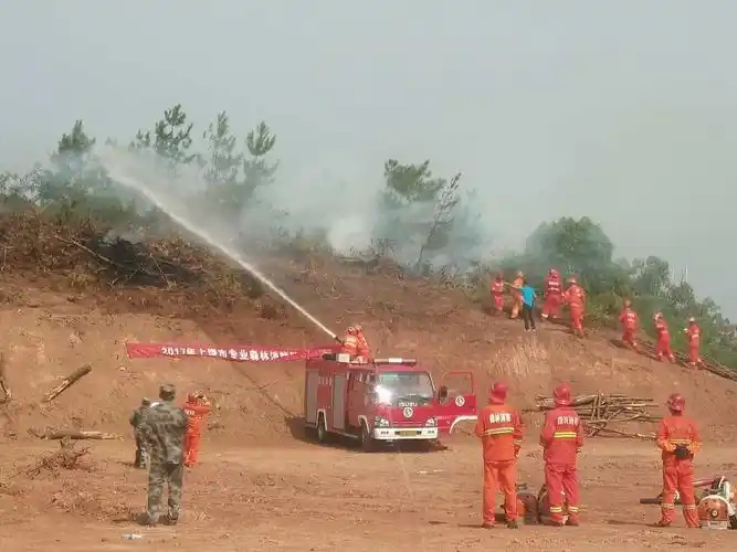 江西省上饶市举行2017年专业森林消防队实战演练