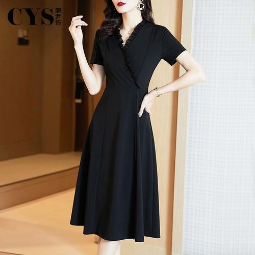 赫本风小黑裙气质修身夏季显瘦长裙子2021女士新款黑色连衣裙长款
