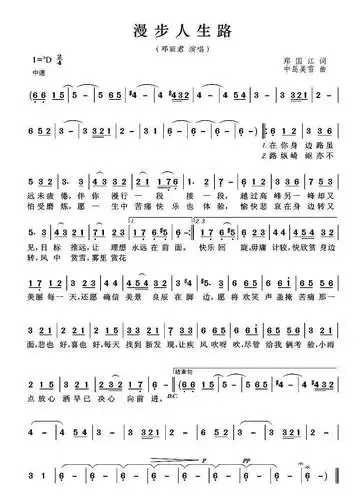 漫步人生路简谱_漫步人生路简谱歌谱