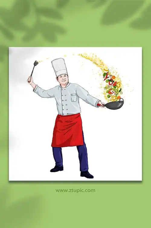 厨师人物烹饪炒菜炒蔬菜元素