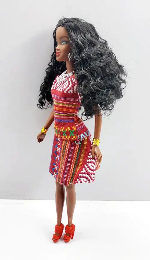 环保非洲黑人娃娃黑皮肤公仔非洲女孩巴比娃娃礼物 african doll