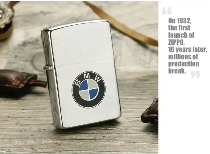 zippo打火机 老机德国宝马汽车标纪 镀铬拉丝单面彩印82年