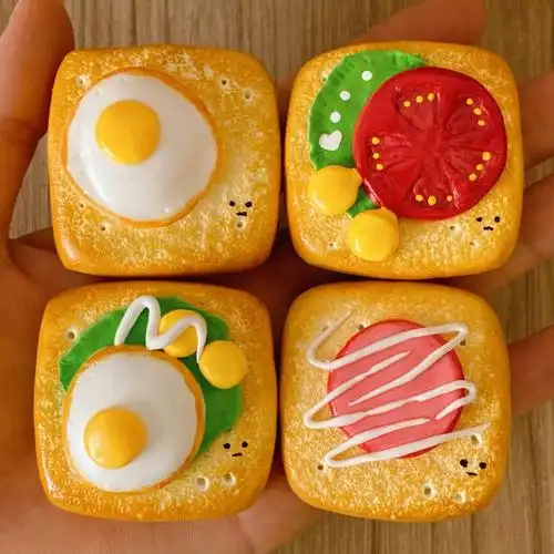 超轻粘土78好吃不胖人的番茄火腿煎蛋吐司