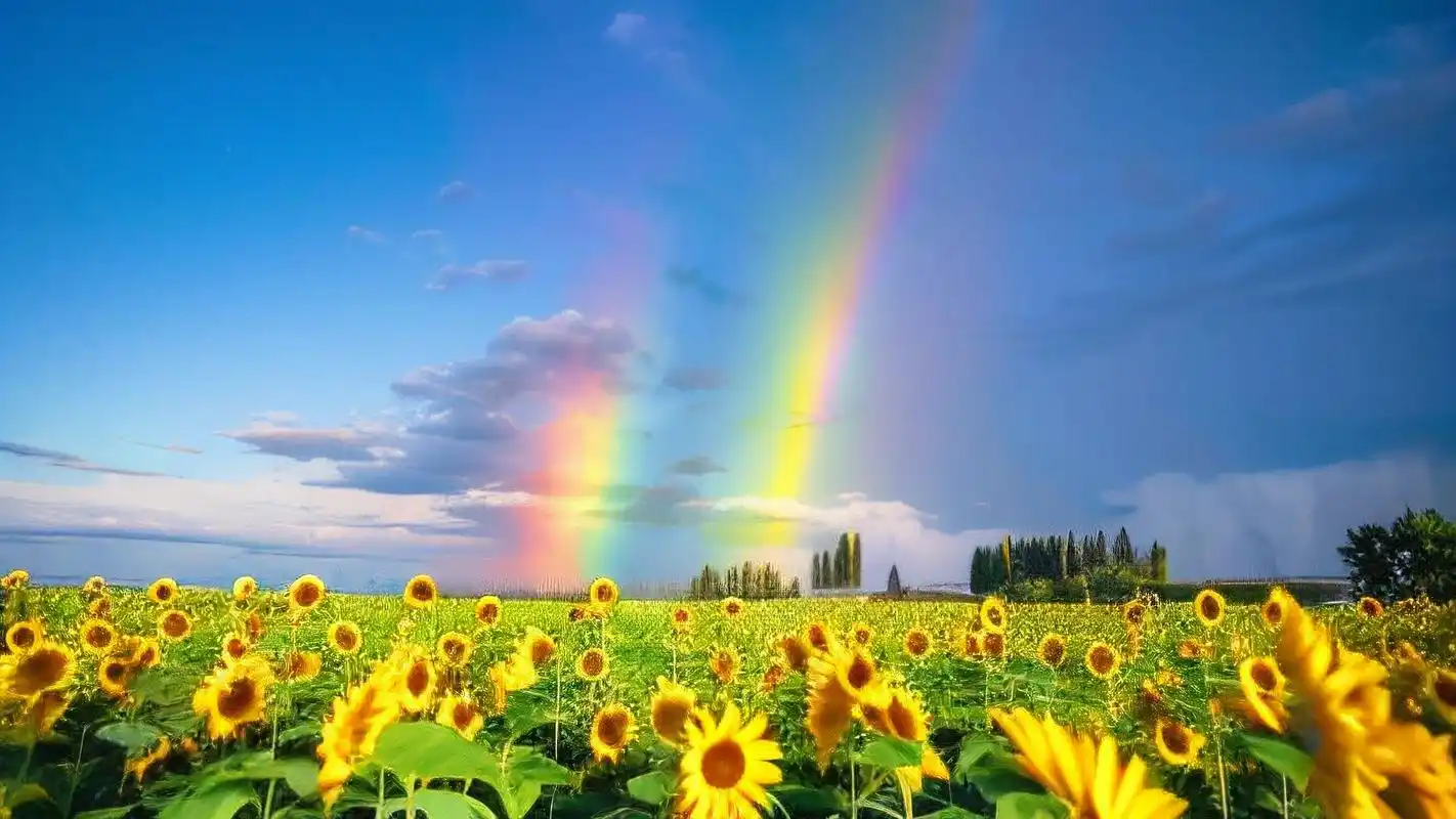 平安喜乐壁纸96,彩虹与太阳花的好运组合78
