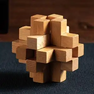 井字锁 鲁班锁孔明锁单个 榉木高难度成人儿童益智玩具 十二根