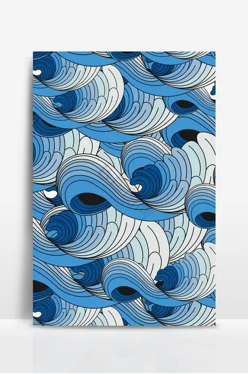 大海海浪翻滚浪花插画海上浪花海豚4k下载手绘海浪logo动画ae模板00