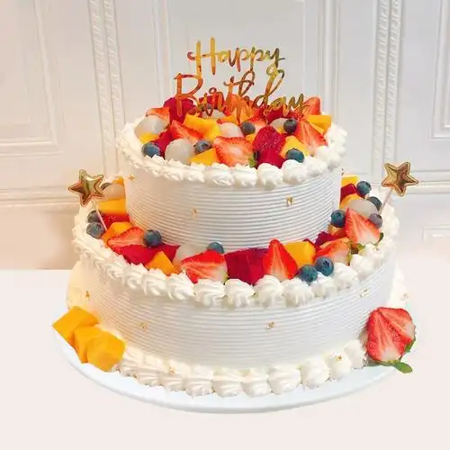 生日蛋糕模型仿真2021网红新款双层水果老爸快乐仿真水果