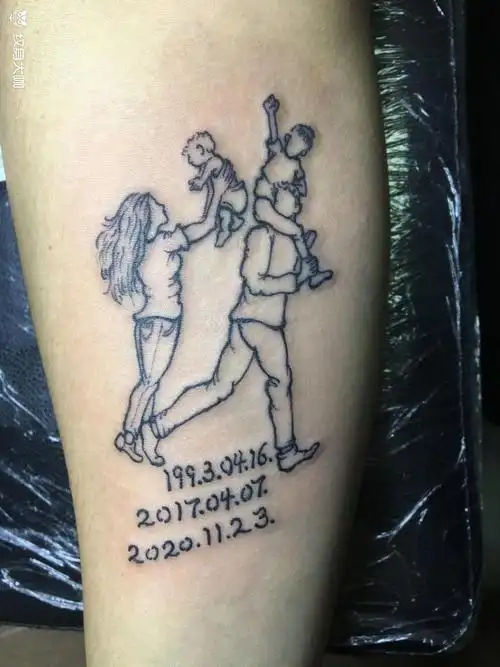 一家四口_纹身图案手稿图片_候雨的纹身作品集