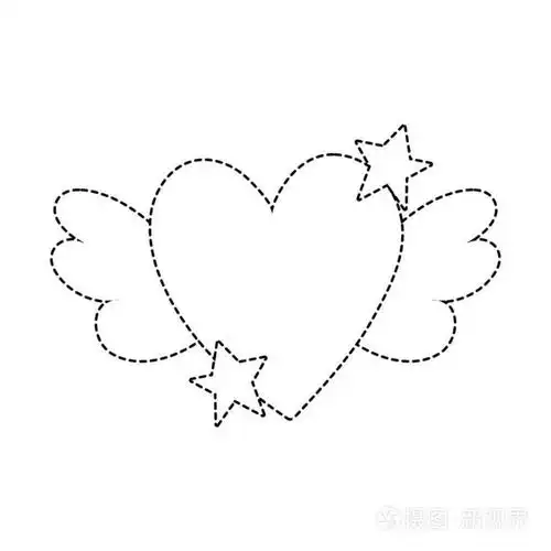 点缀形状爱的心与翅膀和星星设计矢量插图