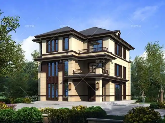 方正三层农村新中式别墅,儒雅,大气,有中国风味道!