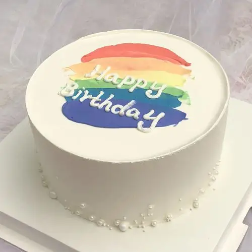 七彩简约生日蛋糕北京市同城创意彩虹韩式