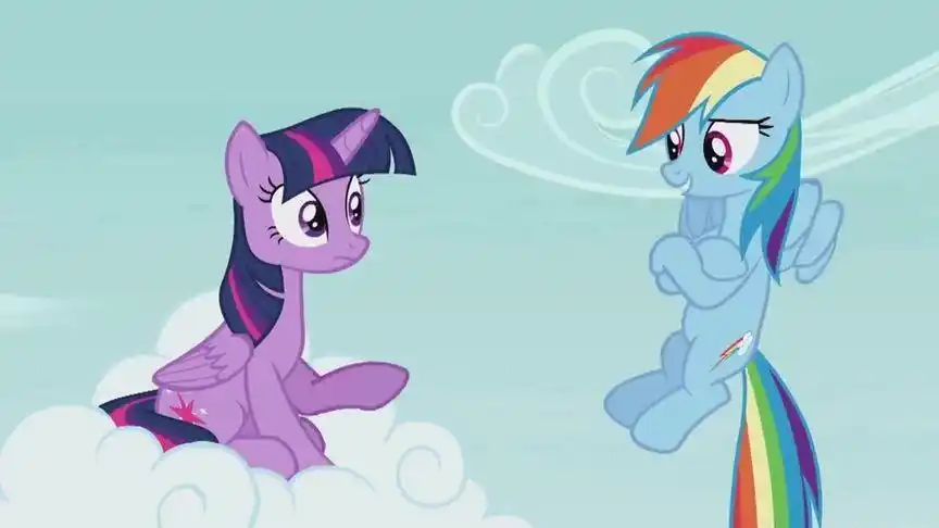 云宝告诉紫悦公主,有经验的飞马知道怎样眼观六路