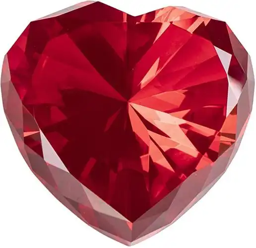 红宝石水晶钻石纸重量带礼品盒,80 毫米红色心形真水晶钻石玻璃宝石纸