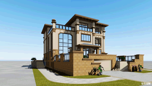 挑空大厅空中露台超多卧室3层豪华的欧式别墅