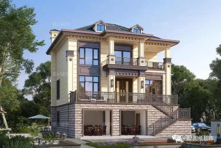 21款新中式三层别墅精美大气户型实用特别适合建在农村建