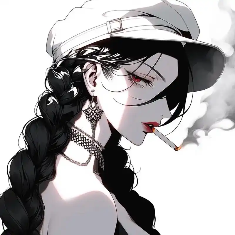 酷拽吸烟女头#动漫女头 #动漫少女 #超a头像 #御姐头像 - 抖音