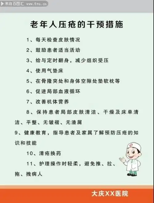 老年人压疮的干预措施医院展板图片