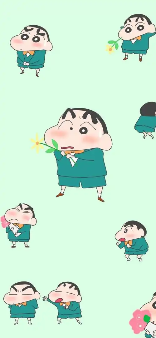 绿色蜡笔小新可爱壁纸