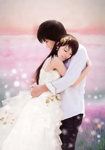 梦幻情调浪漫爱情深情相拥的亲密爱人